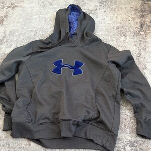 Under Armour Dark Gray Hoodie with Blue Logo